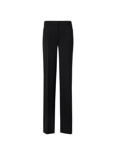 Designer Mikka Straight-Leg Pants in Wool Tricotine - black