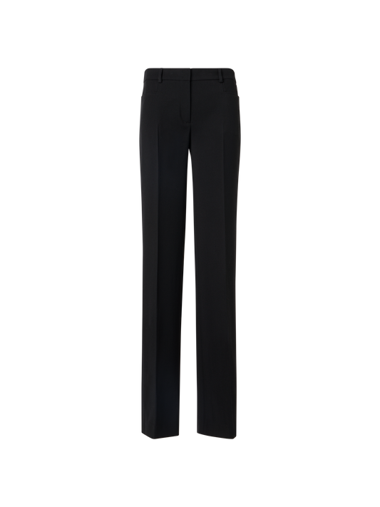 Designer Mikka Straight-Leg Pants in Wool Tricotine - black