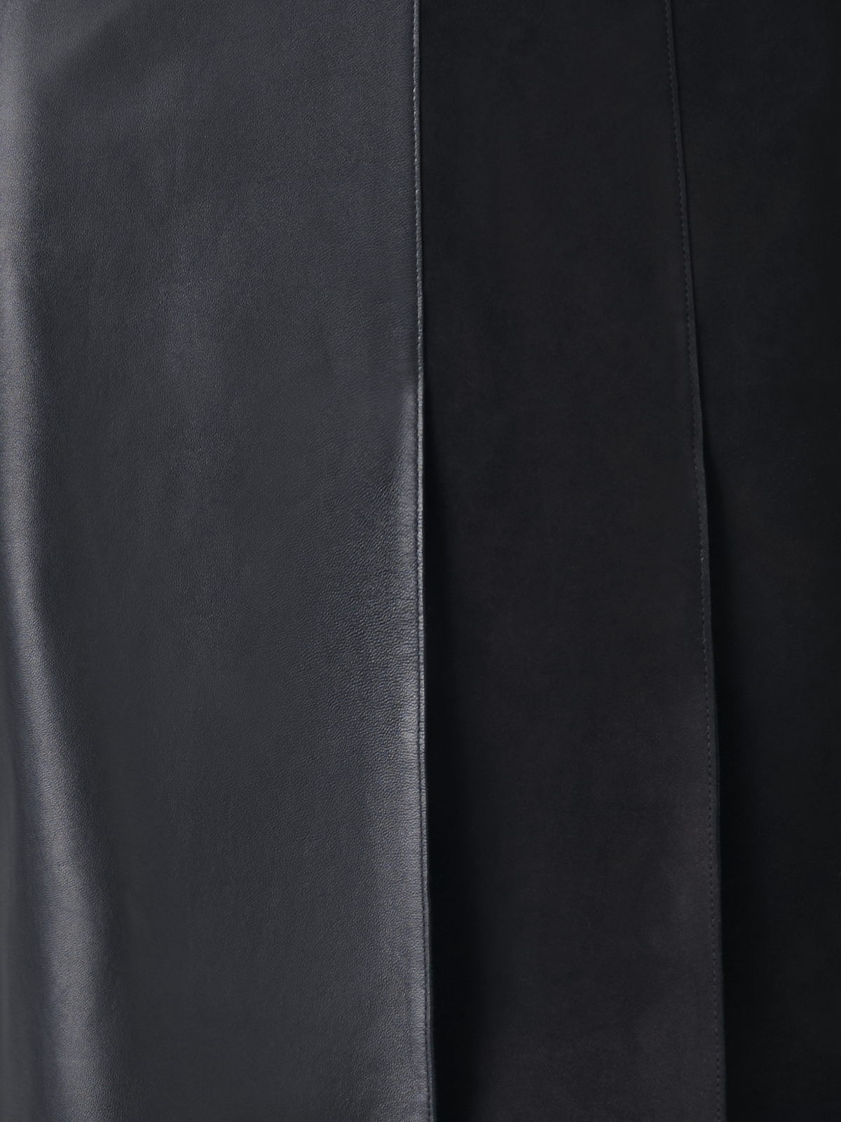 Designer Half-Pleated Leather and Suede Mini Skirt - black - neutral