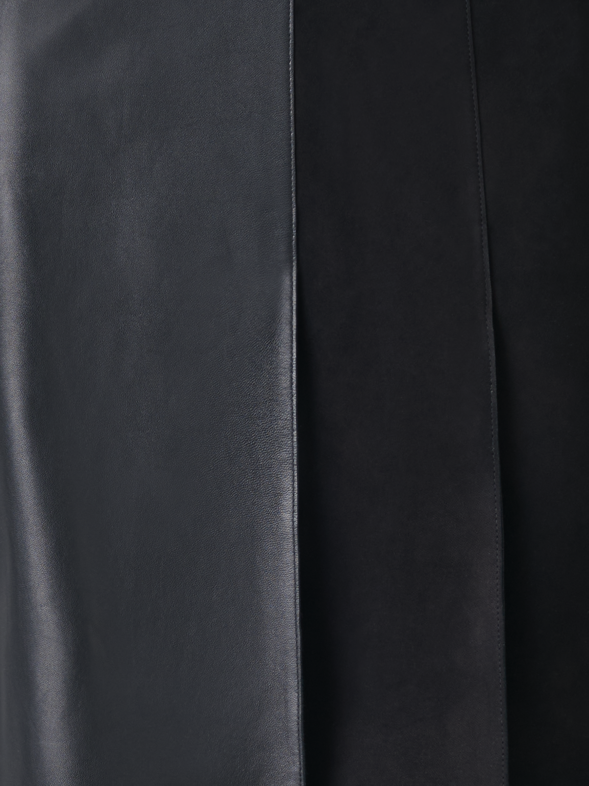 Designer Half-Pleated Leather and Suede Mini Skirt - black - neutral