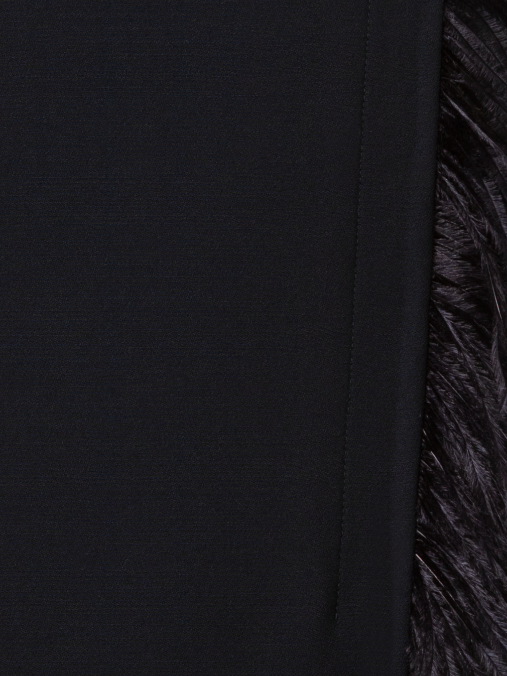 Designer Asymmetrical Wool Midi Skirt with Feather Trim - black - neutral