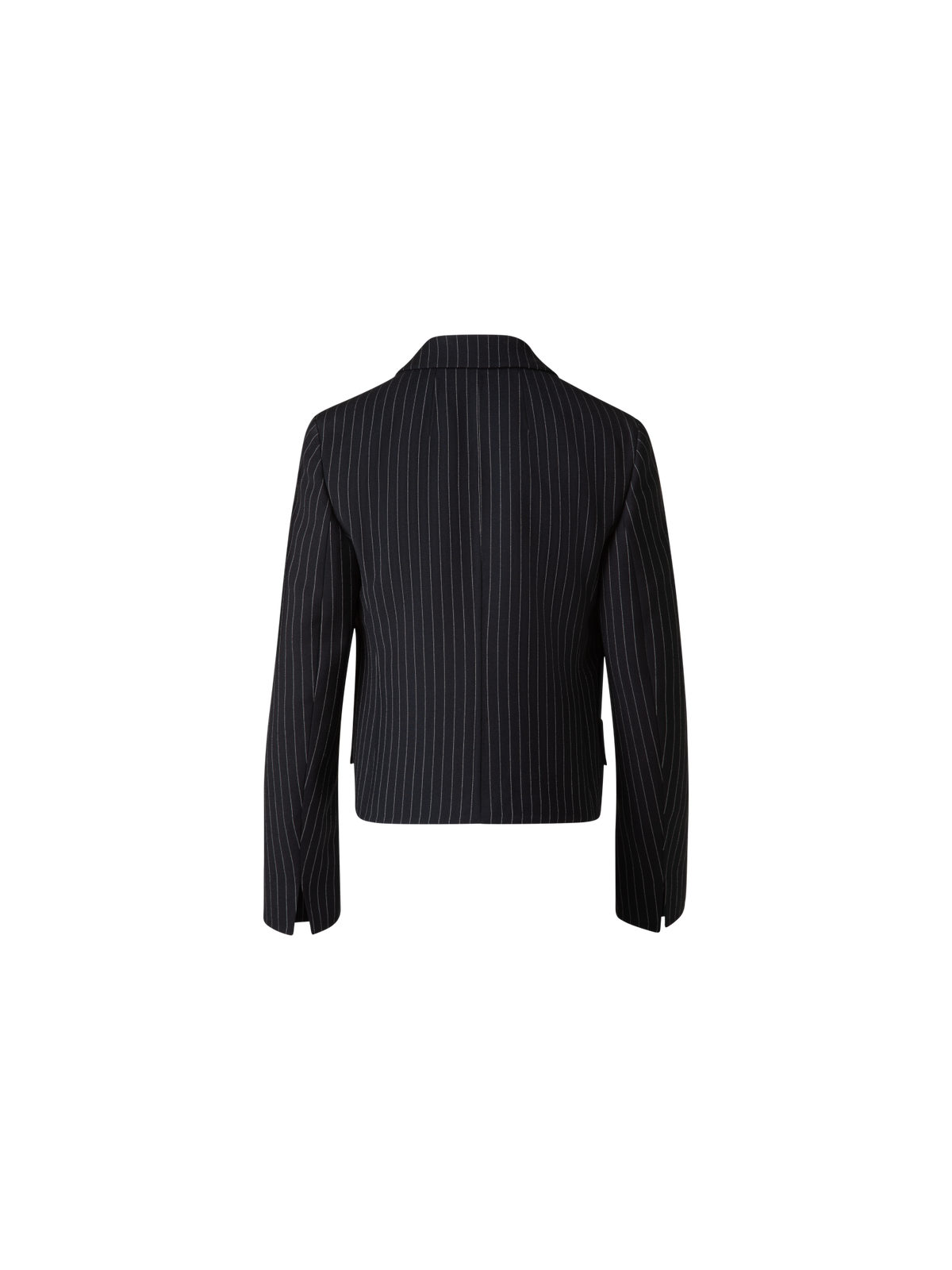 Designer Cropped Boxy Jacket with Pinstripes - grey