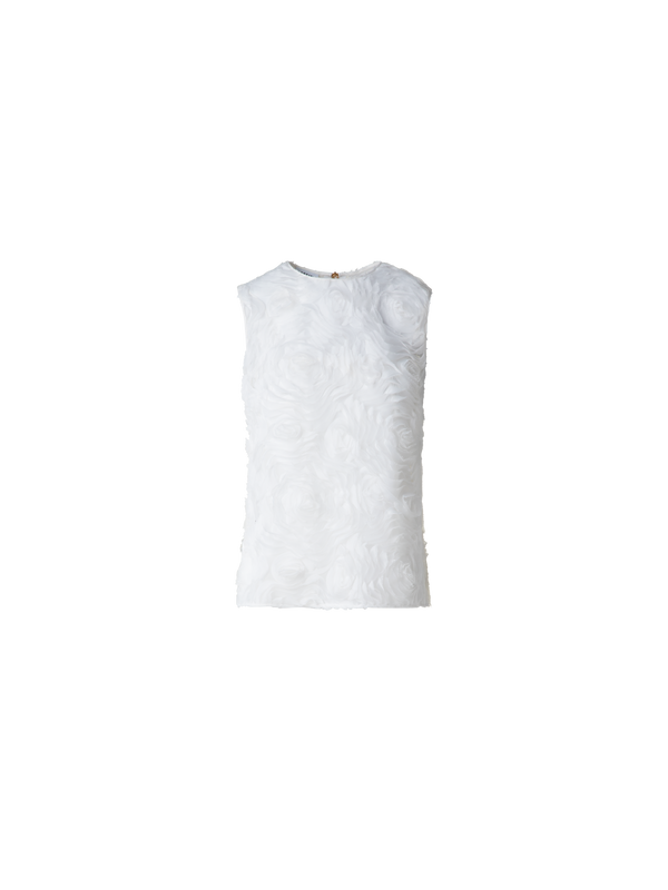 Designer Sleeveless Blouse with 3D Carnation Embroidery - neutral - ecru - white