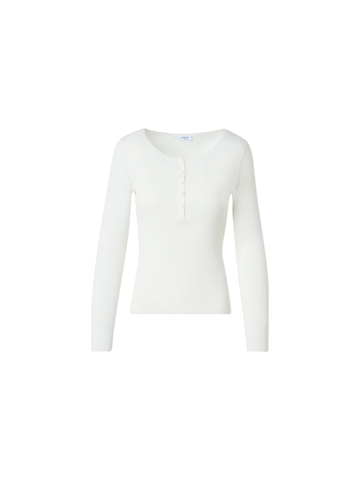 Designer Fitted Ribbed Cotton Henley Sweater - white