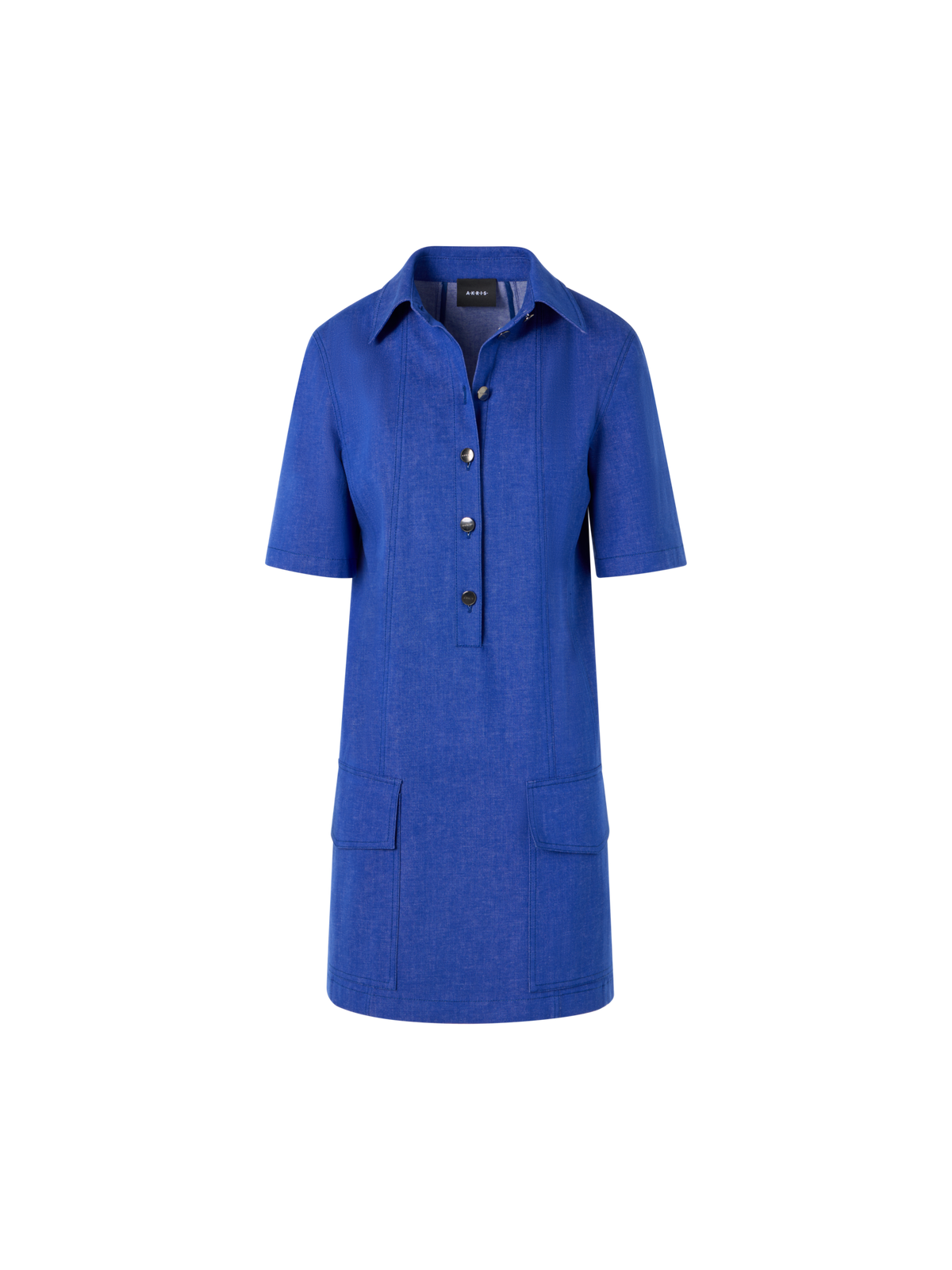 Designer Short Denim Polo Dress - blue