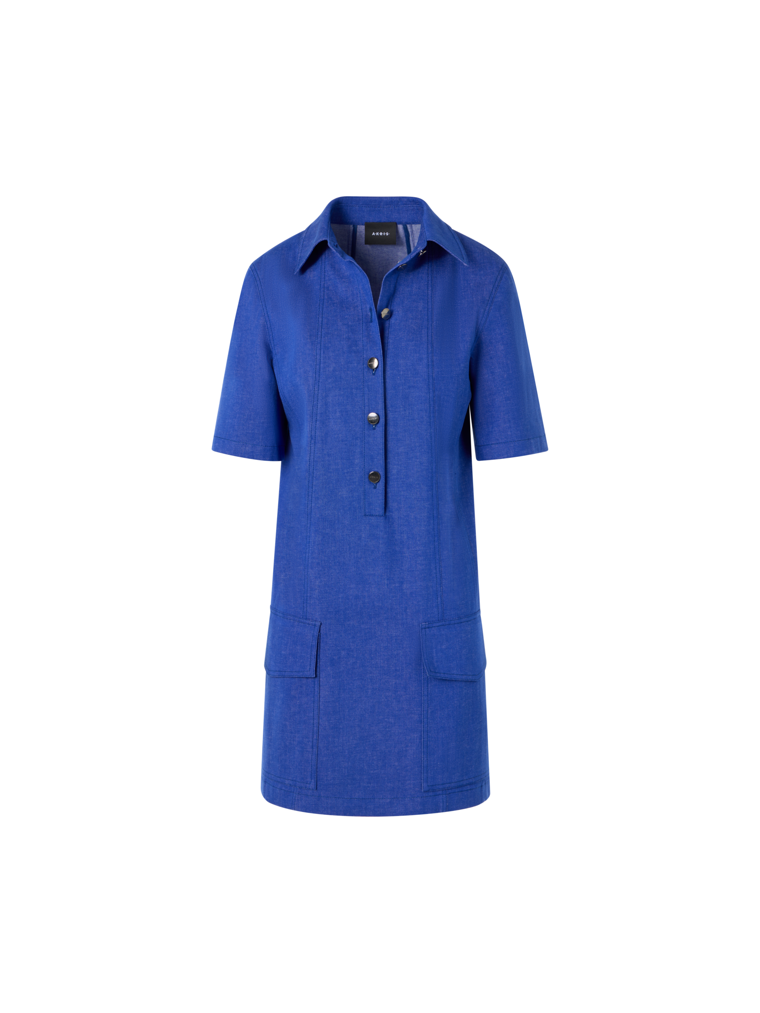 Designer Short Denim Polo Dress - blue