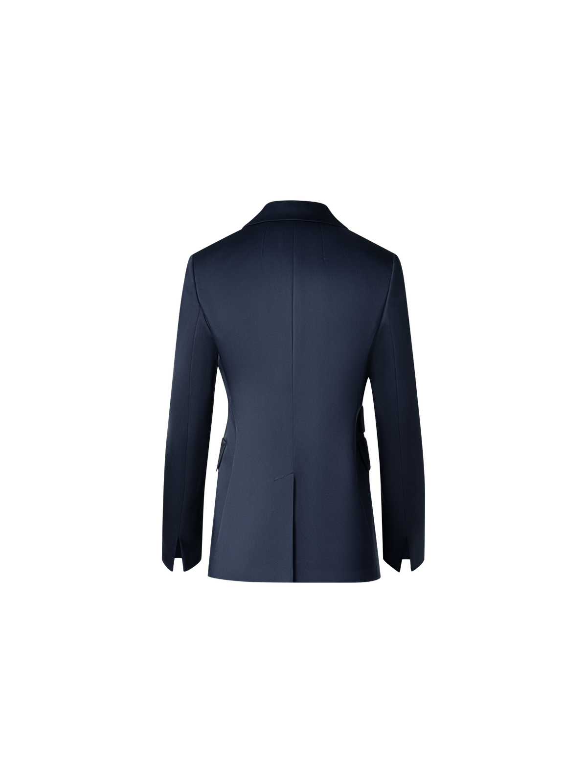 Designer Long Silk Blazer Jacket - navy