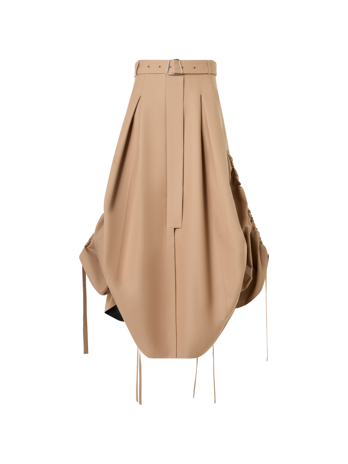 Designer Flared Cotton Double-Face Midi Skirt - beige