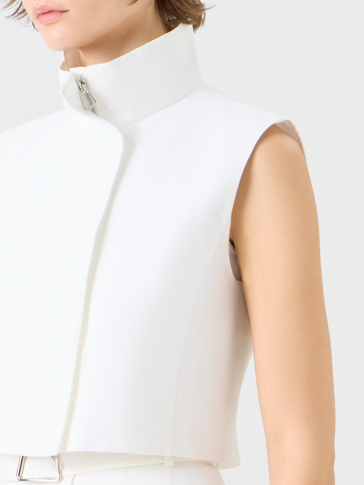 Designer Hester Structured Short Cotton Double-Face Gilet - ecru #editorial