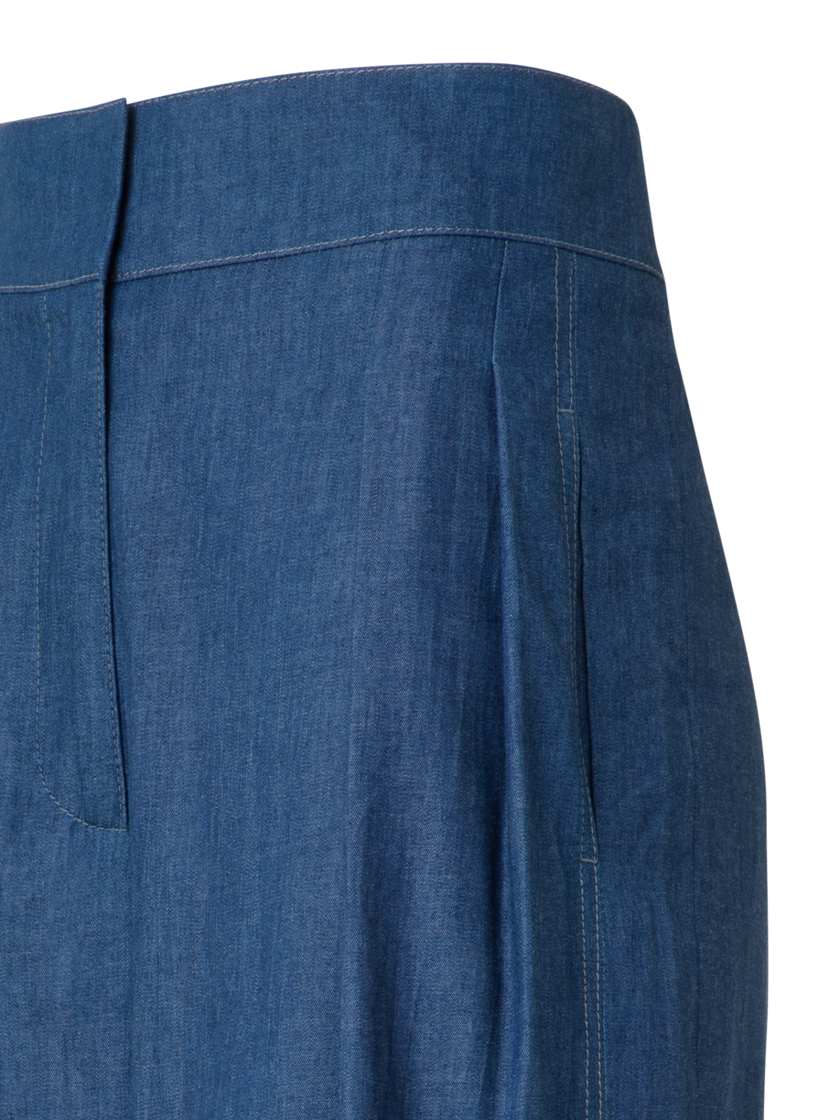 Designer Wide Lightweight Cotton Denim Culottes - blue