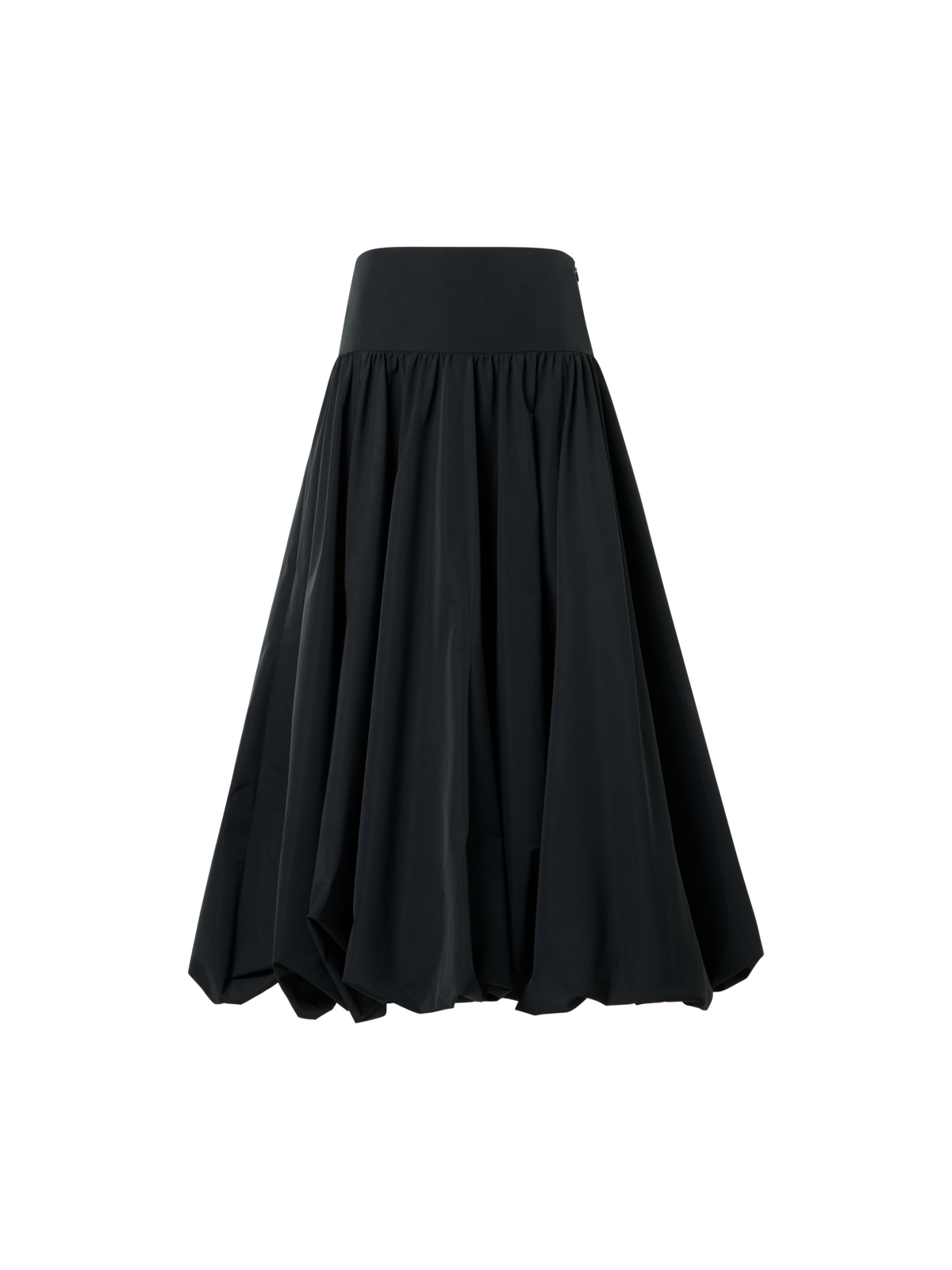 Designer Flounced Midi Taffeta Skirt - black