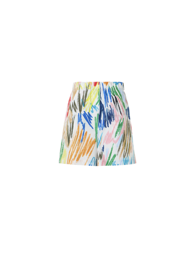 Designer Felice Elastic Waist Scribble Print Cotton Shorts - multicolor