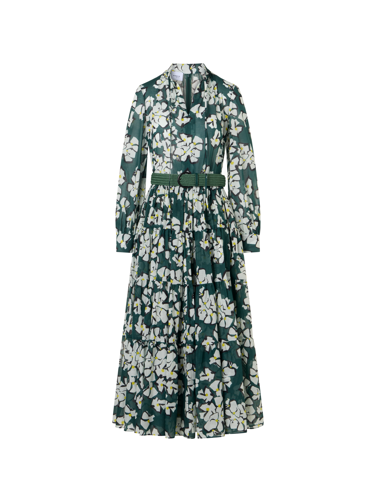 Designer Long-Sleeve Papercut Flower Boho Midi Dress - multicolor