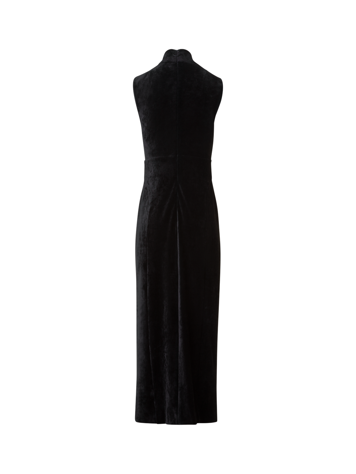 Designer Fitted Velvet Mock Neck Maxi Dress with Slit - black - neutral