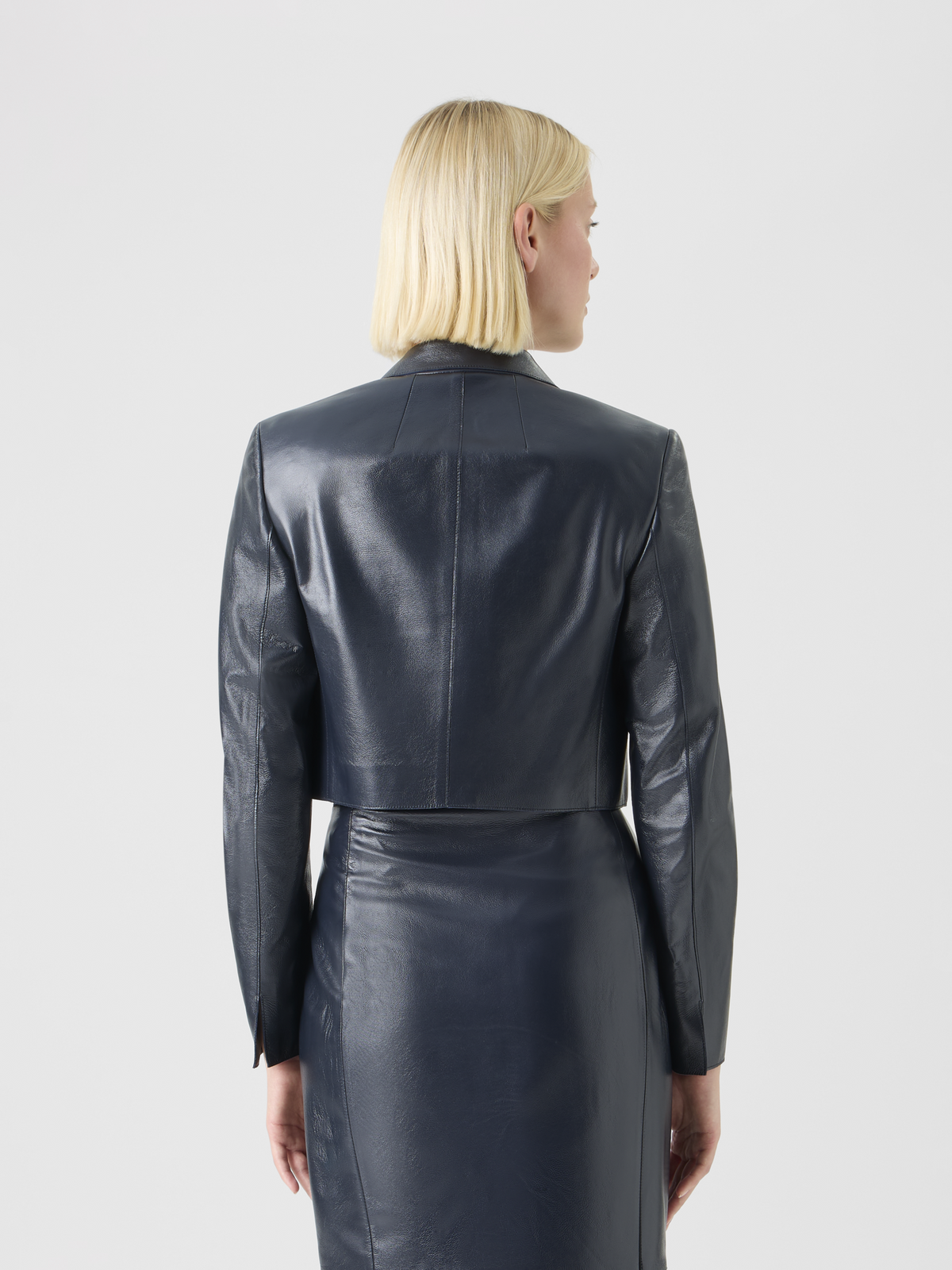 Designer Lacquered Nappa Short Jacket - black #editorial