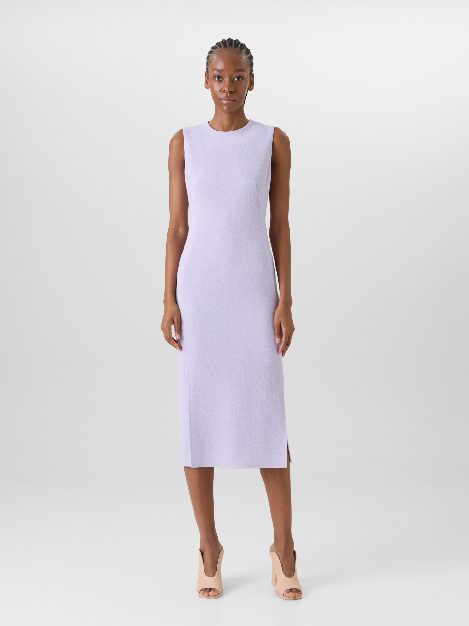 Designer Sleeveless Wool-Crêpe Double-Face Sheath Dress - pastel 