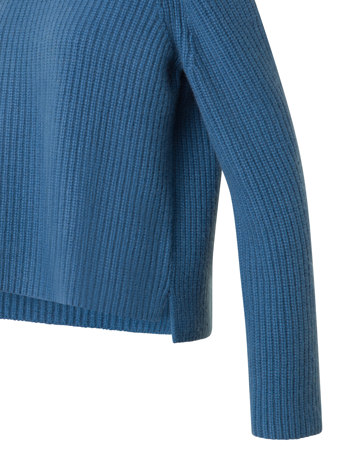 Designer Boxy Rib Knit Sweater in Pure Cashmere - blue