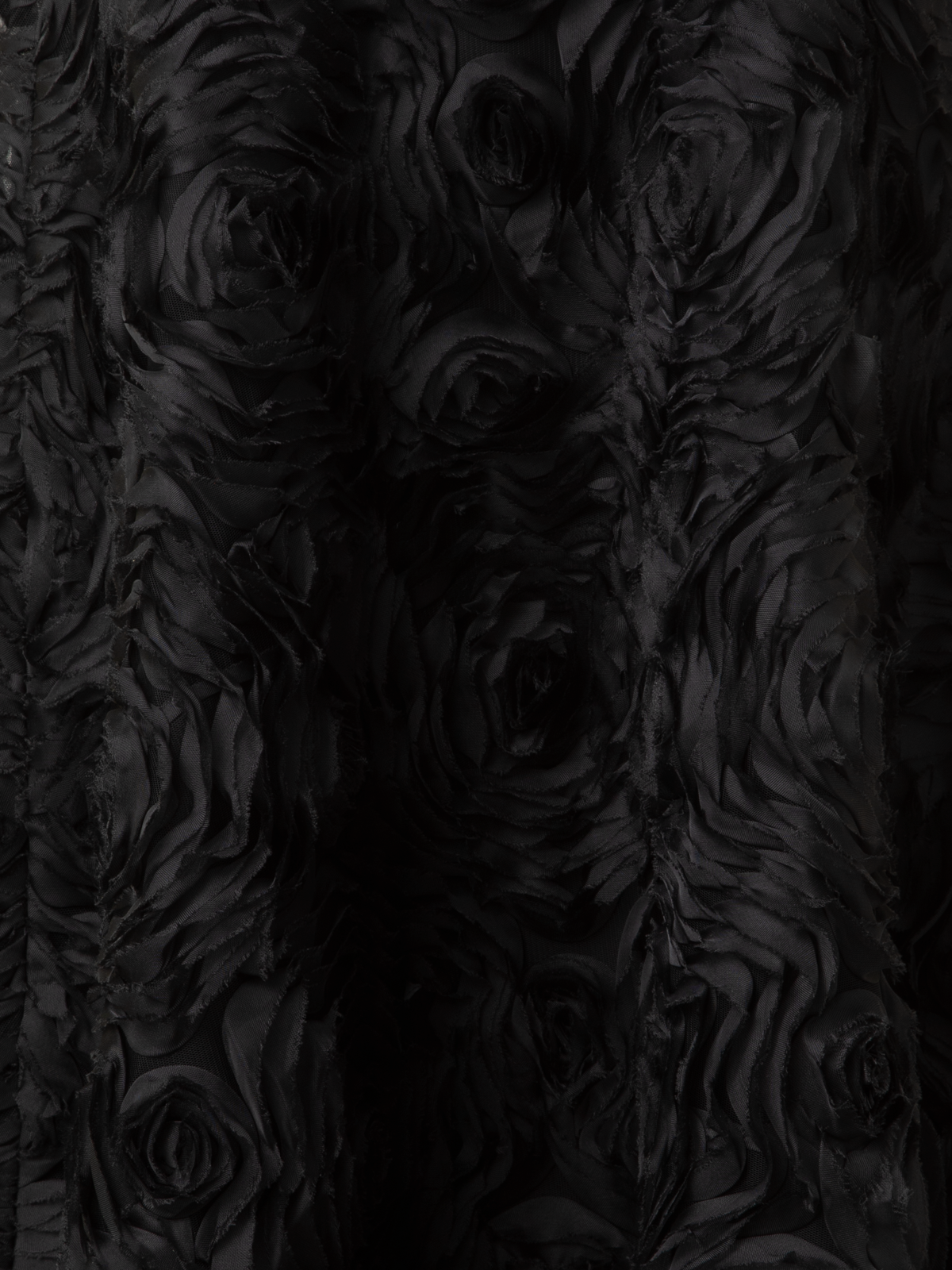 Designer A-Line Midi Skirt with 3D Carnation Embroidery - black