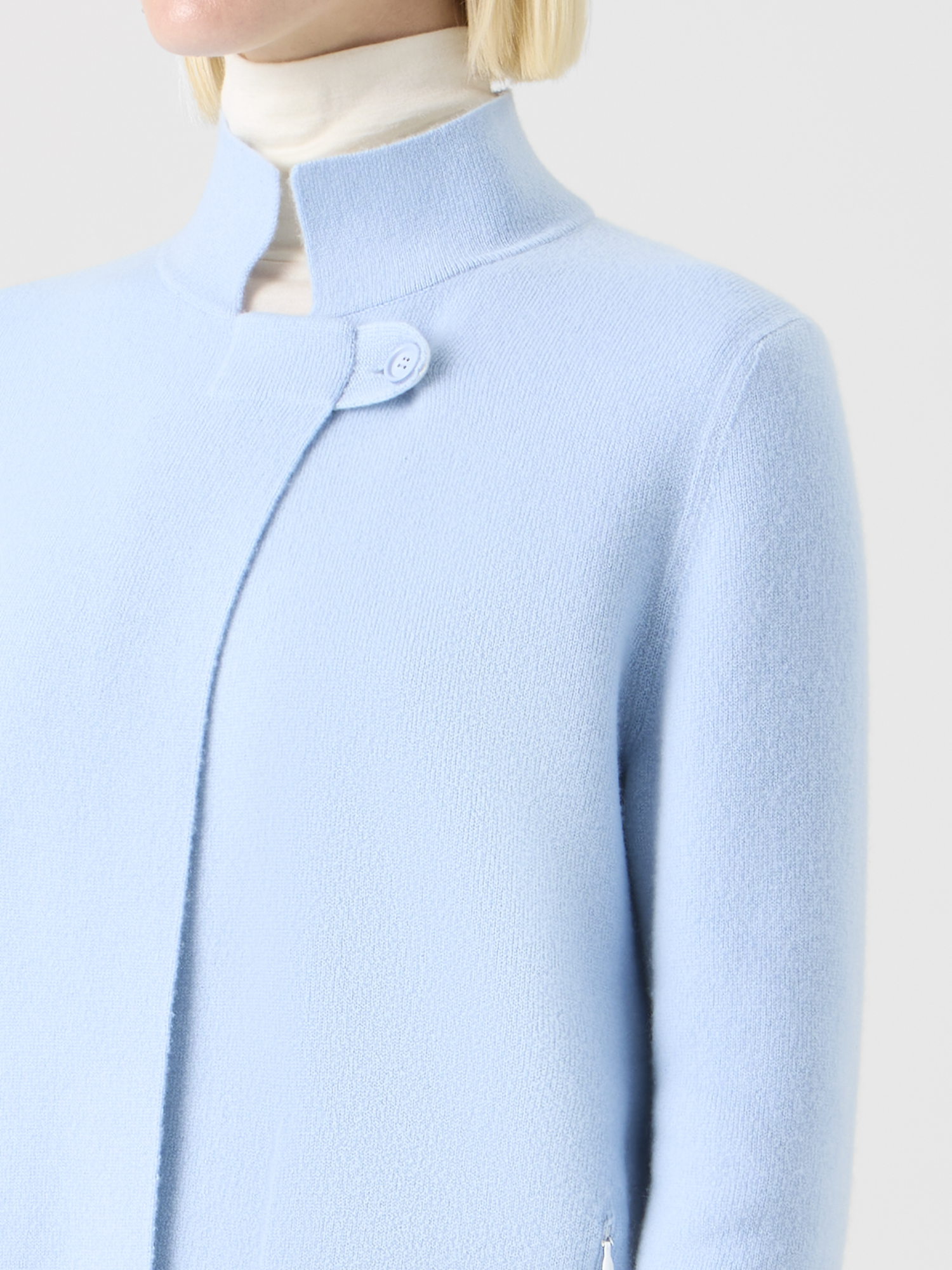 Designer Reversible Cashmere Double-Face Jacket - blue - ecru 