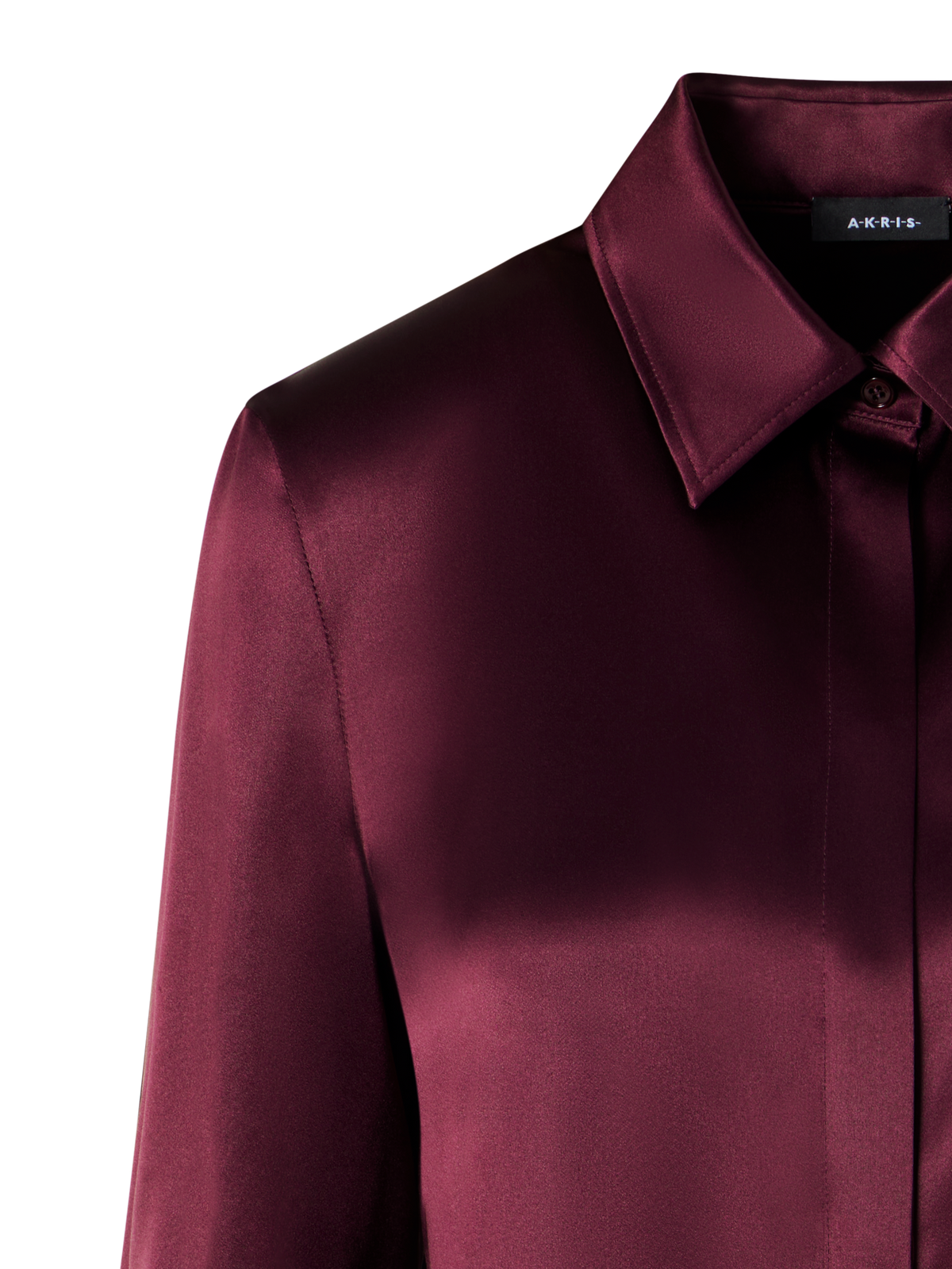 Designer Silk Satin Stretch Shirt - red