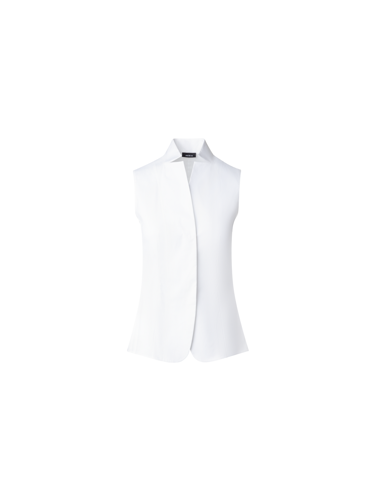 Designer Sleeveless Cotton Stretch Gilet Blouse - white