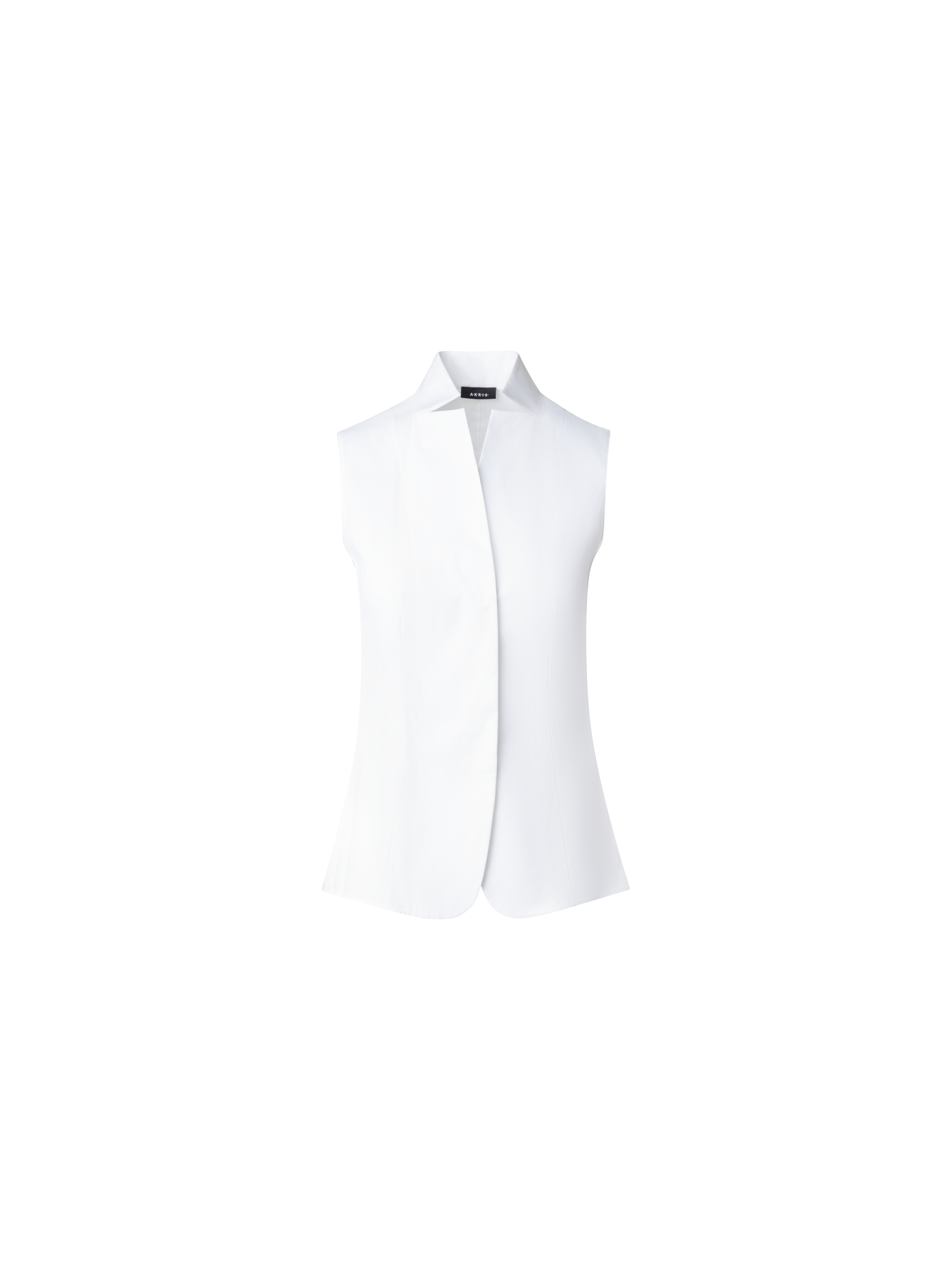 Designer Sleeveless Cotton Stretch Gilet Blouse - white