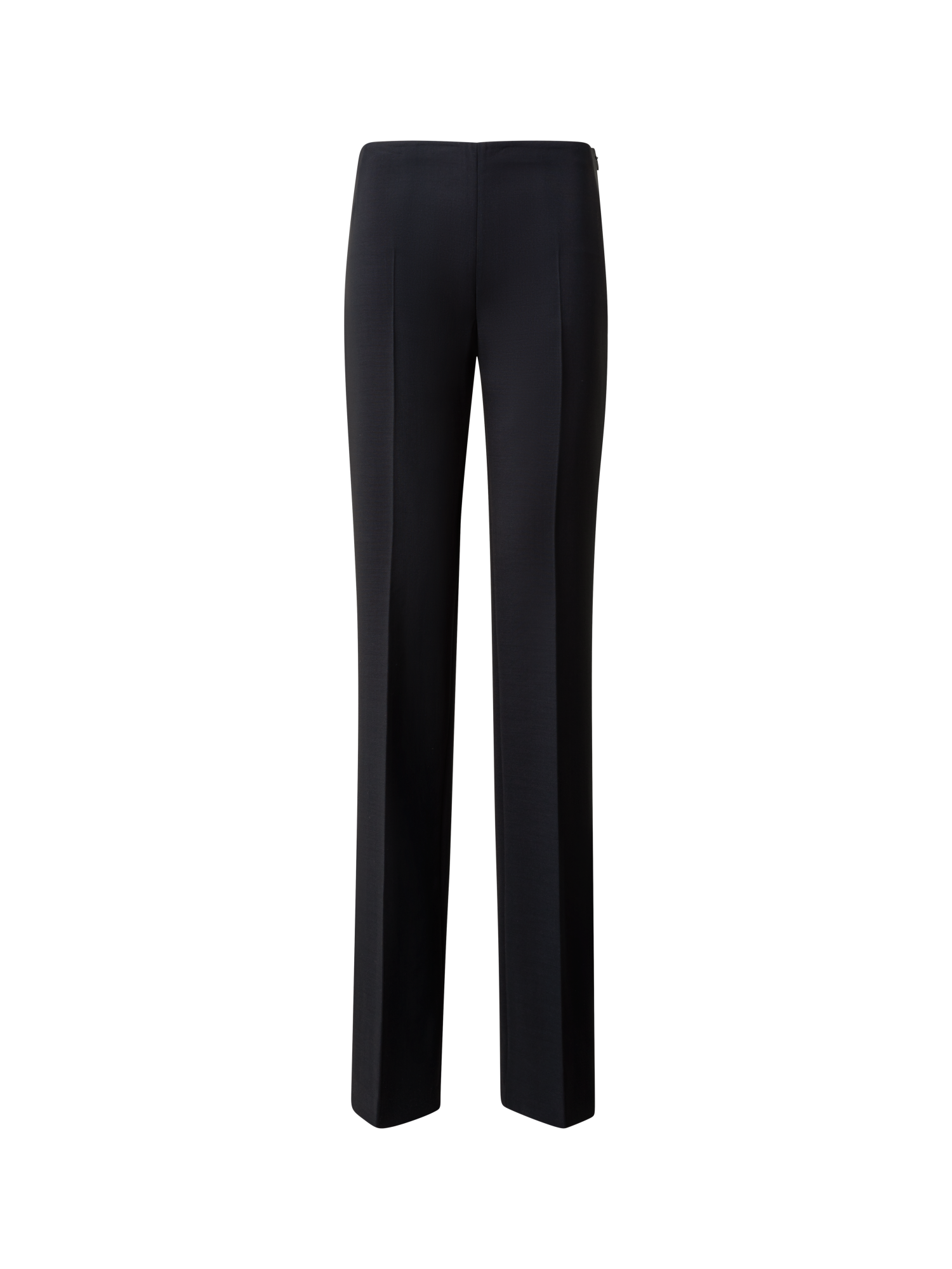 Designer Straight Wool Double-Face Pants - black