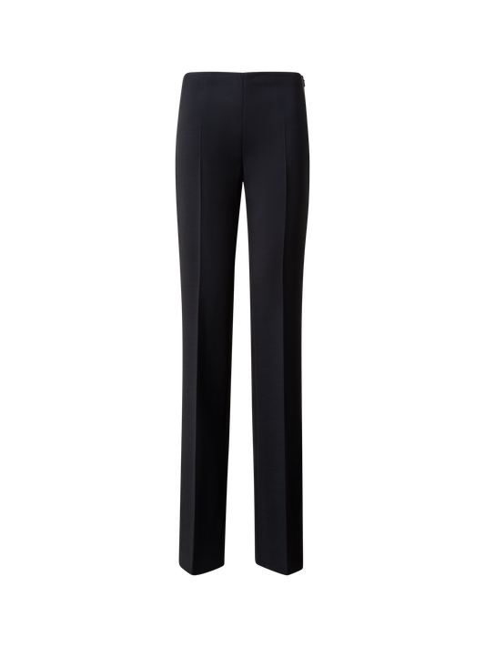 Designer Straight Wool Double-Face Pants - black