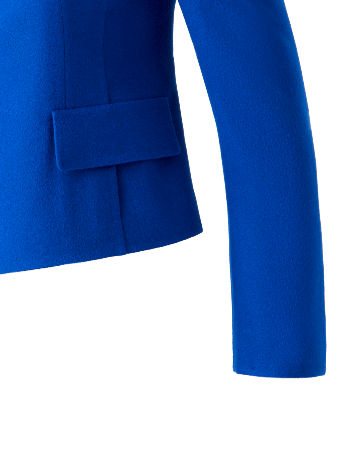 Designer Short Fitted Wool Flannel Double-Face Jacket - blue