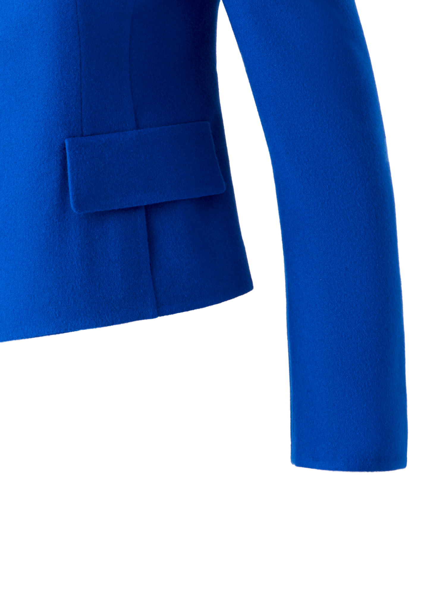 Designer Short Fitted Wool Flannel Double-Face Jacket - blue