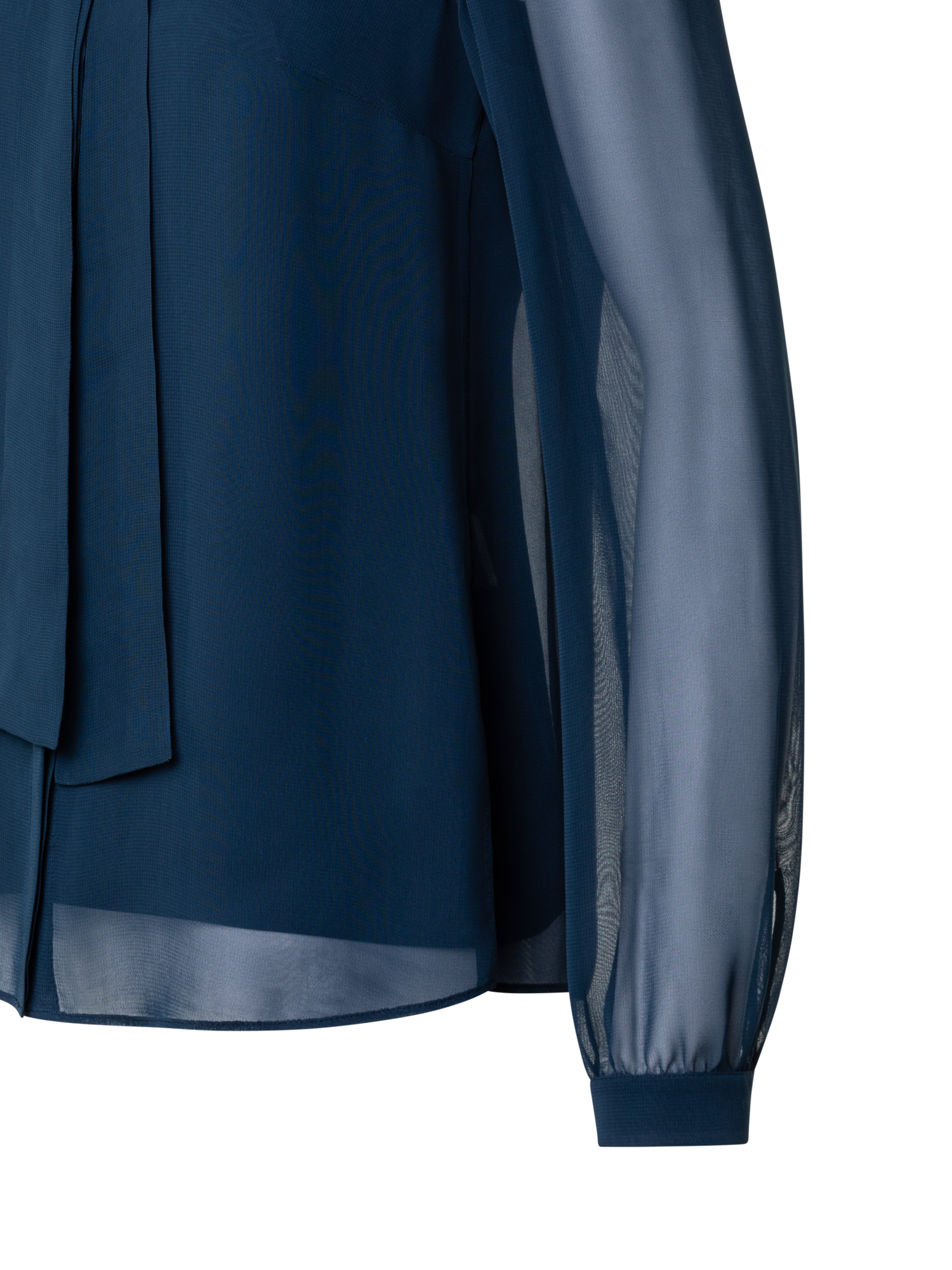 Designer Sheer Blouse with Bow and 3D Laser Cut Flakes - navy - blue