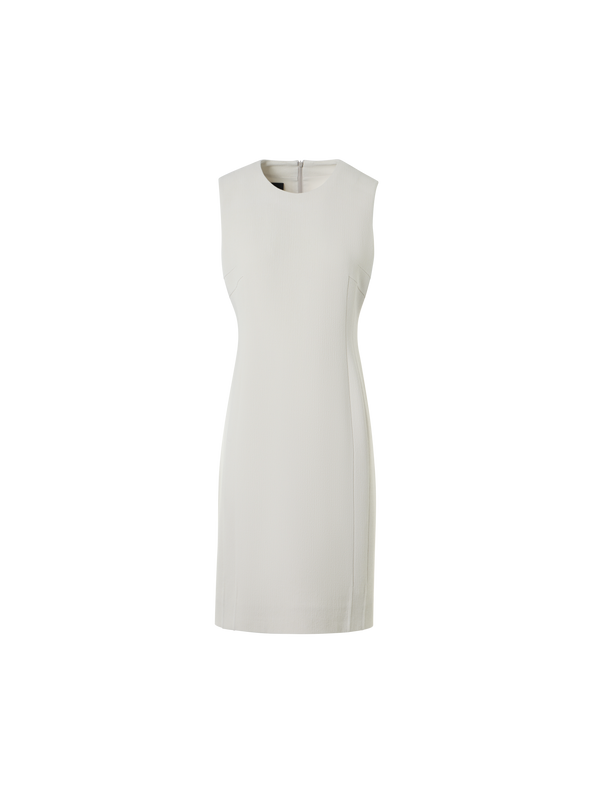 Designer Wool Crêpe Double-Face Sheath Dress - ecru