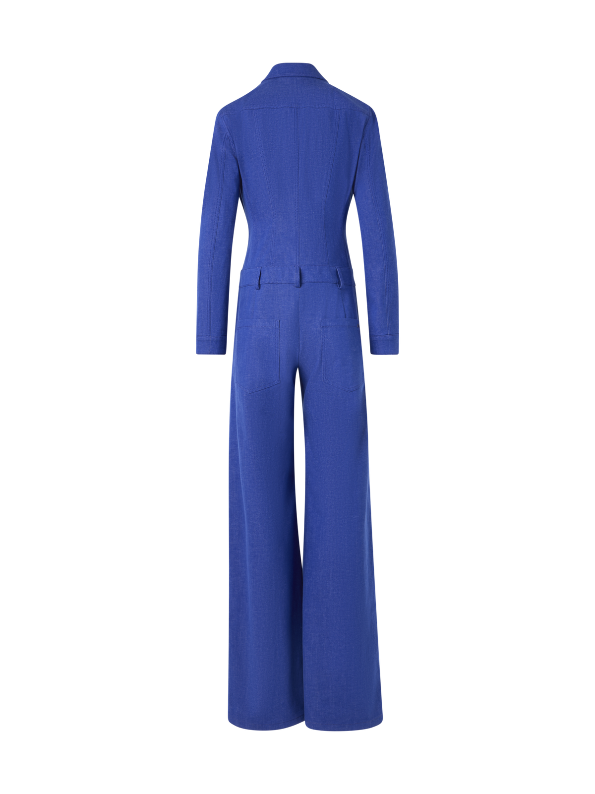 Designer Hellan Fitted Jumpsuit in Cotton Denim - blue