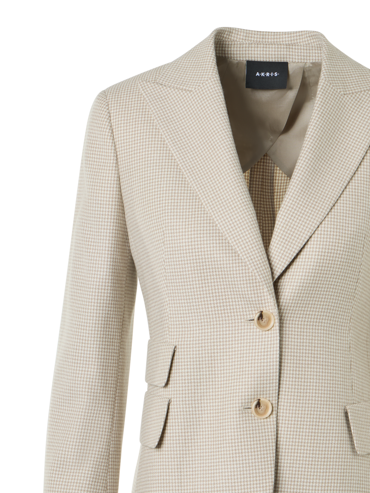 Designer Cashmere Pepita Two-Button Jacket - ecru