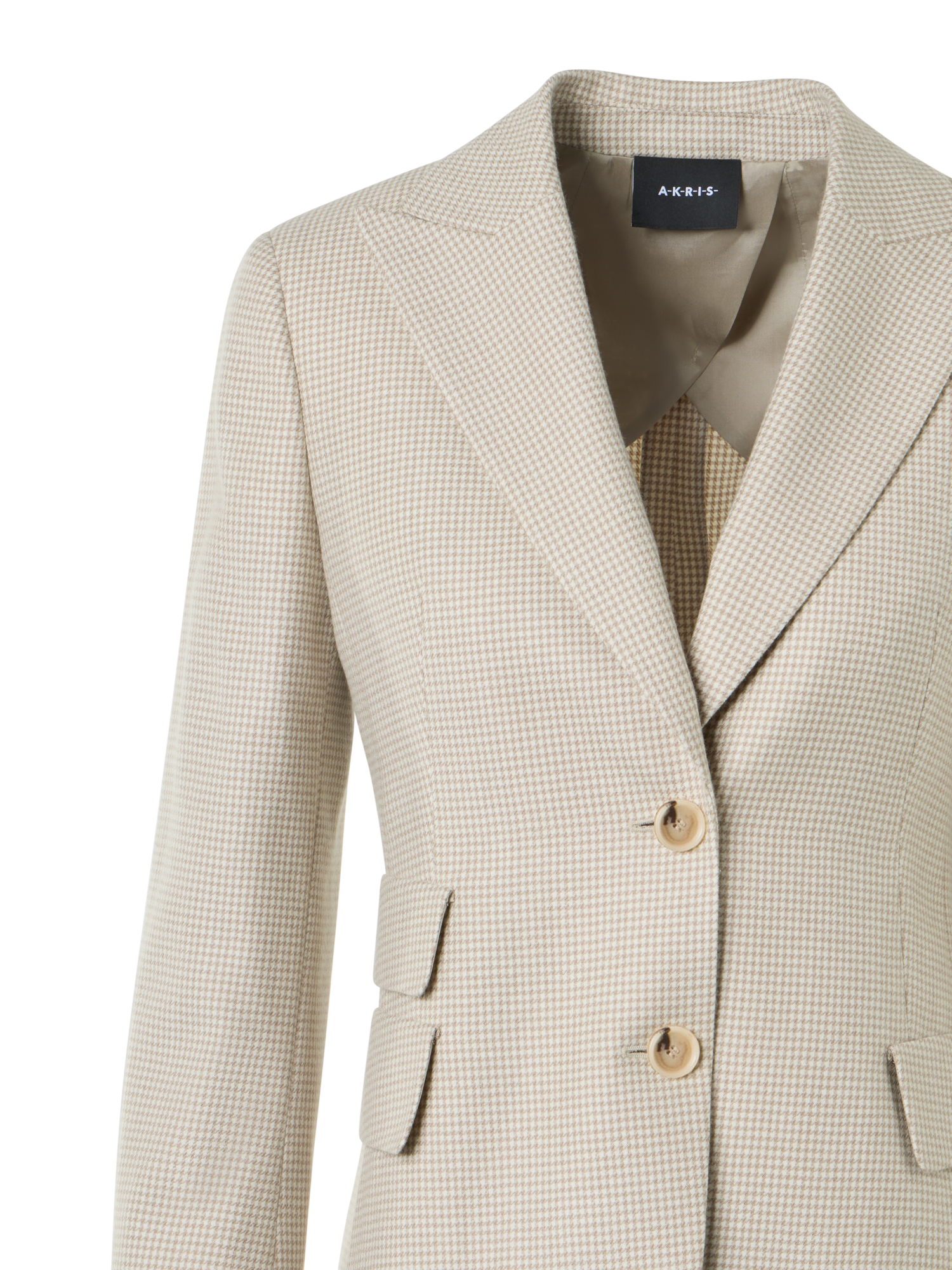 Designer Cashmere Pepita Two-Button Jacket - ecru