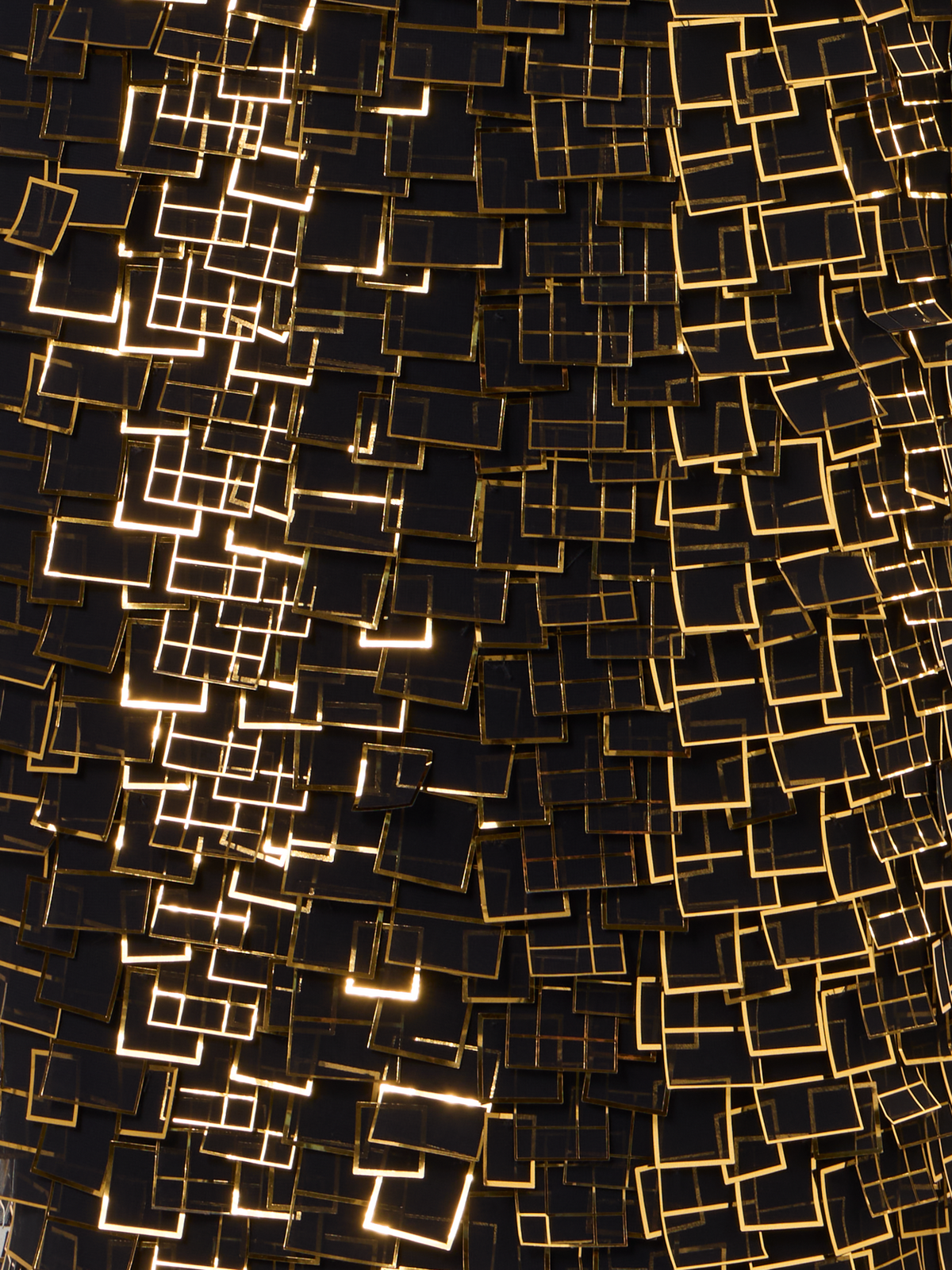 Designer Bustier Gown in Golden Frame Organza Tiles - gold - black