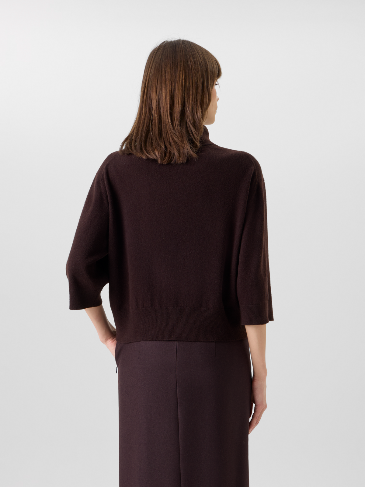 Designer Cashmere Turtle Neck Pullover - brown #editorial