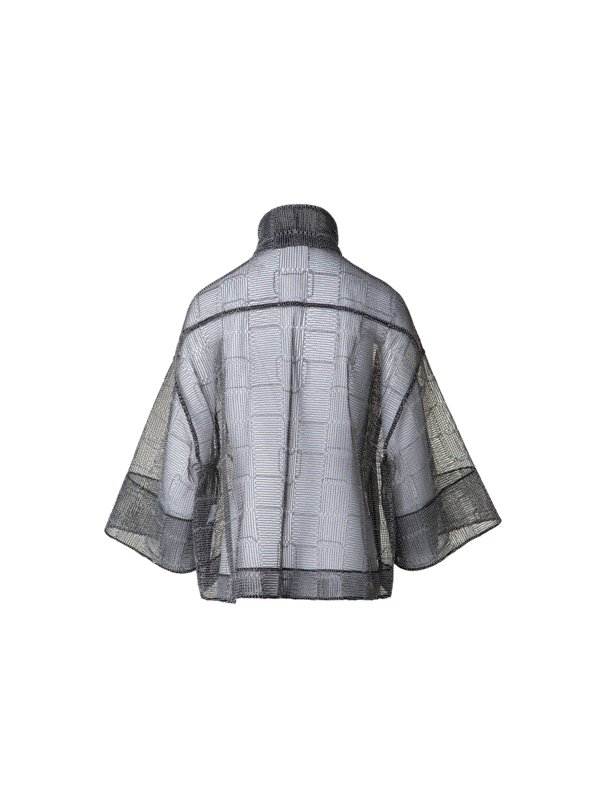 Designer Boxy Jacket with Square on Tulle Embroidery - black