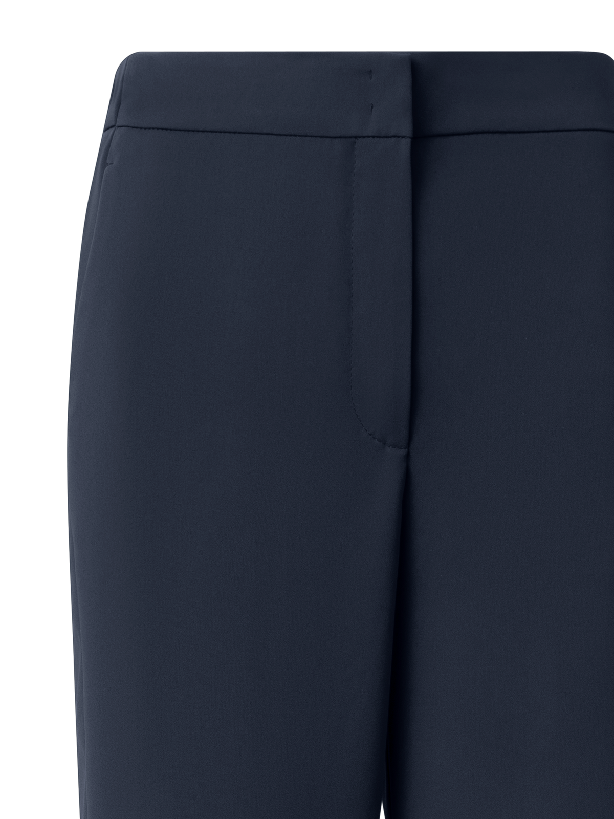 Designer Straight Laser Cut Pants with Elastic Waist - navy - blue