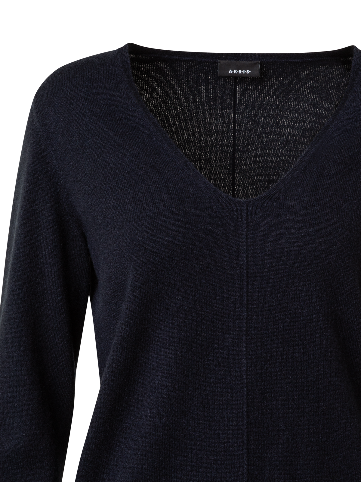 Designer 100% Cashmere V-Neck Knit Sweater - navy - blue