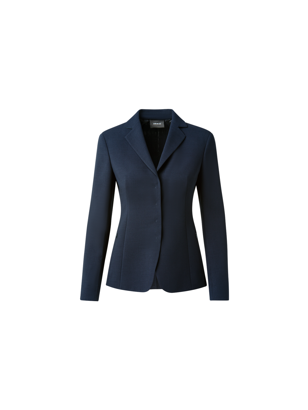 Designer Wool Double-Face Blazer with Leather Collar - navy - blue