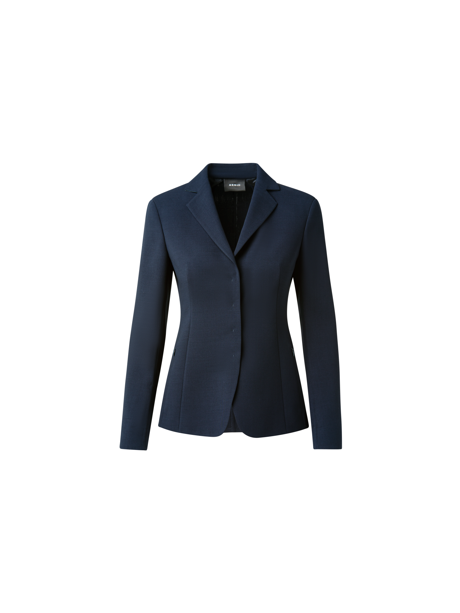 Designer Wool Double-Face Blazer with Leather Collar - navy - blue