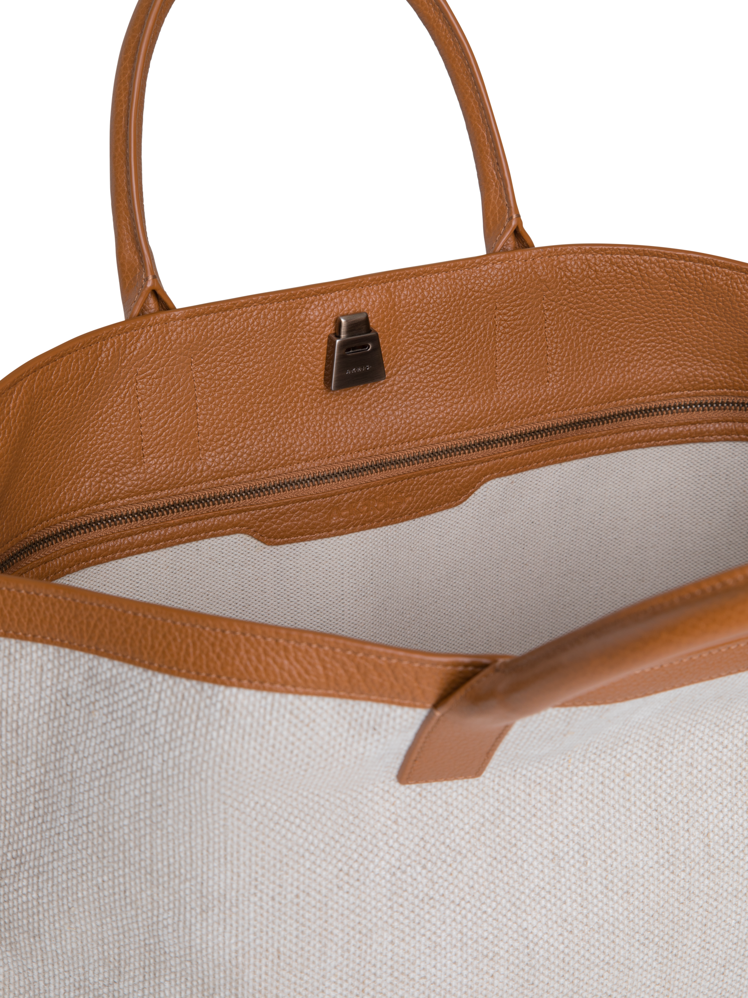 Designer Ai Medium Top Handle Tote - ecru - white - neutral - brown - multicolor