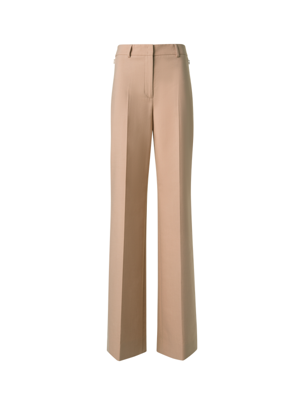 Designer Wide Cotton Double-Face Pants - neutral - beige