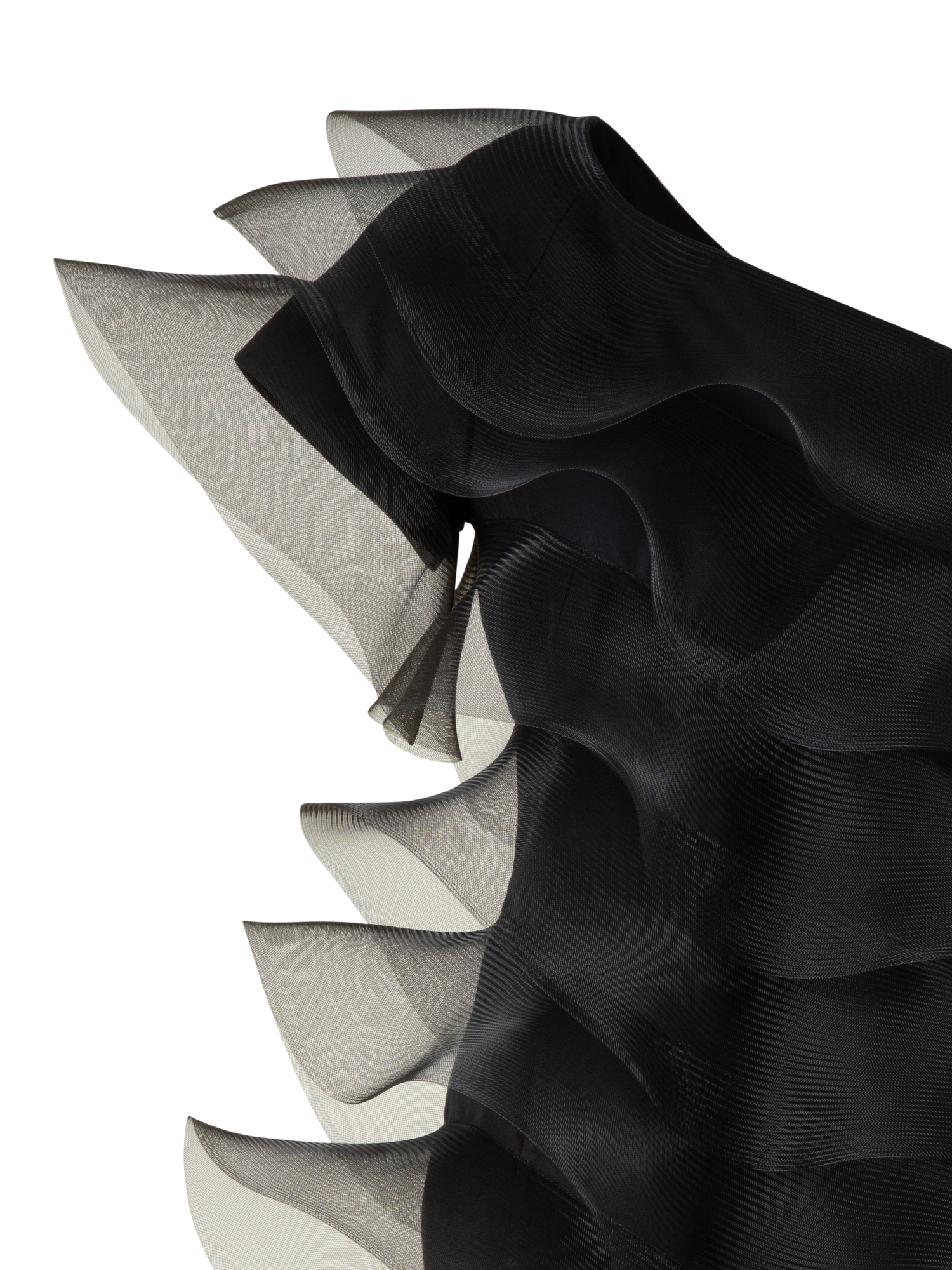 Designer Cotton Silk Cocktail Dress with Waves - black