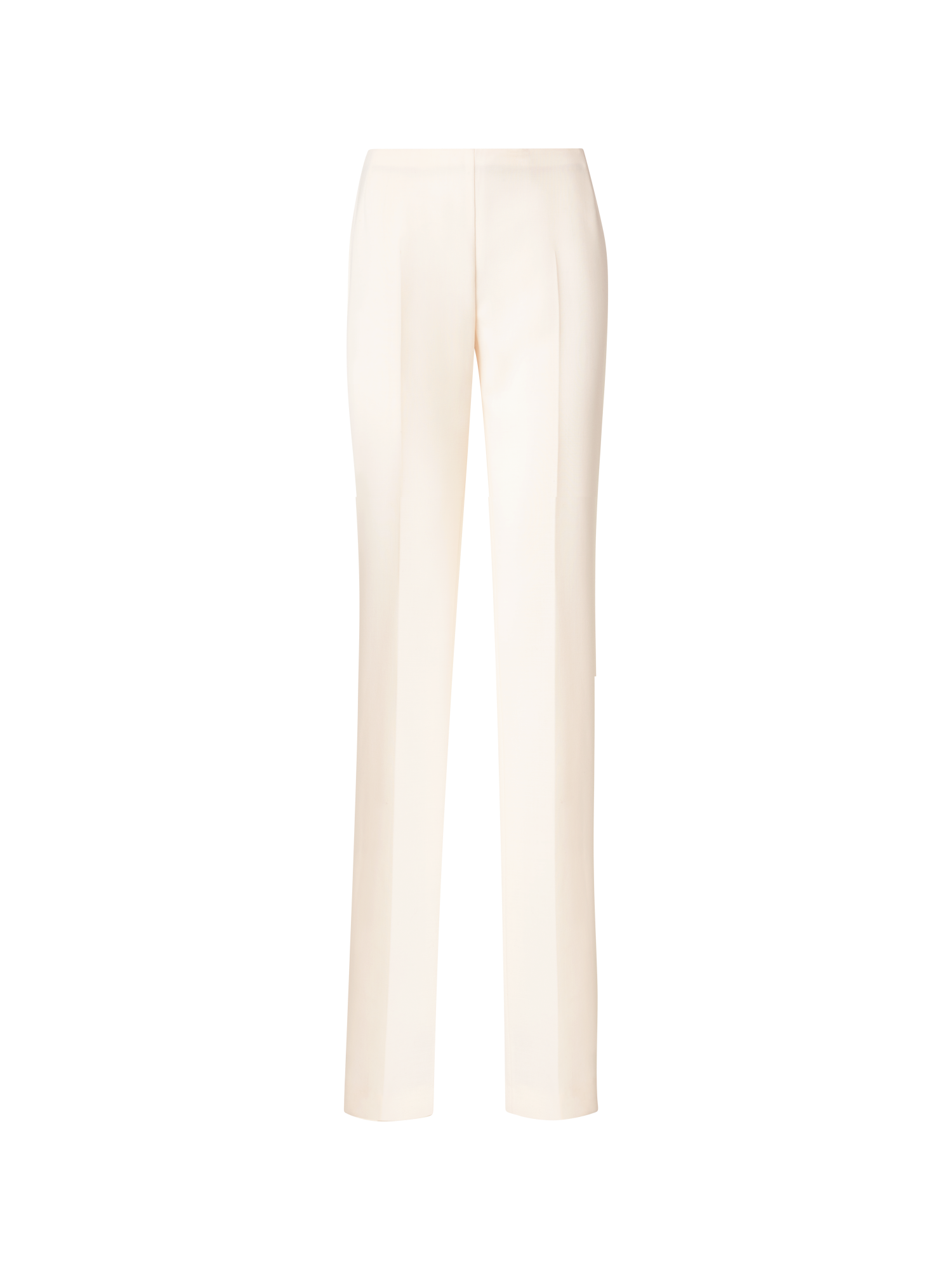 Designer Straight Wool Double-Face Pants - ecru - white