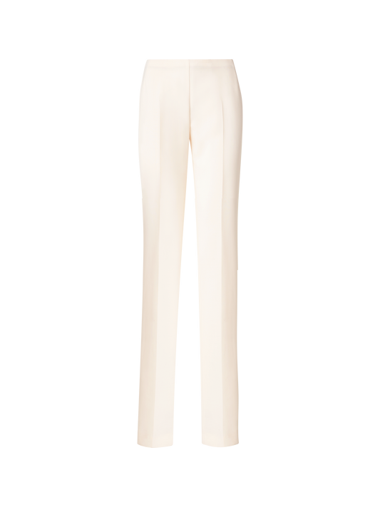 Designer Straight Wool Double-Face Pants - ecru - white