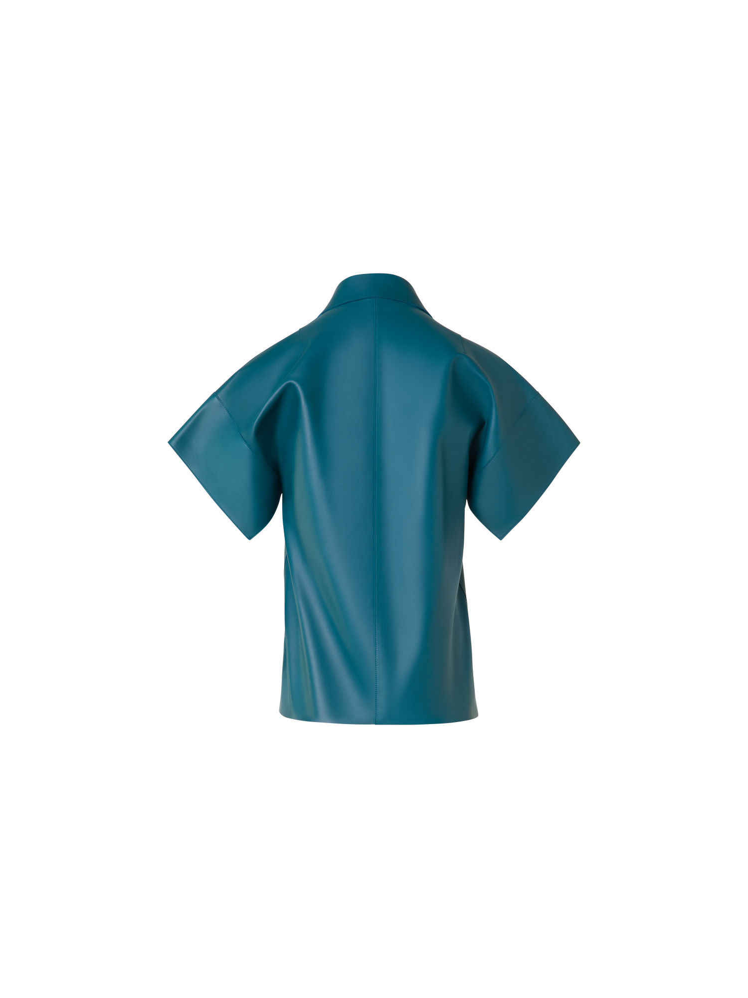 Designer Leather Blouse with Short Kimono Sleeves - green