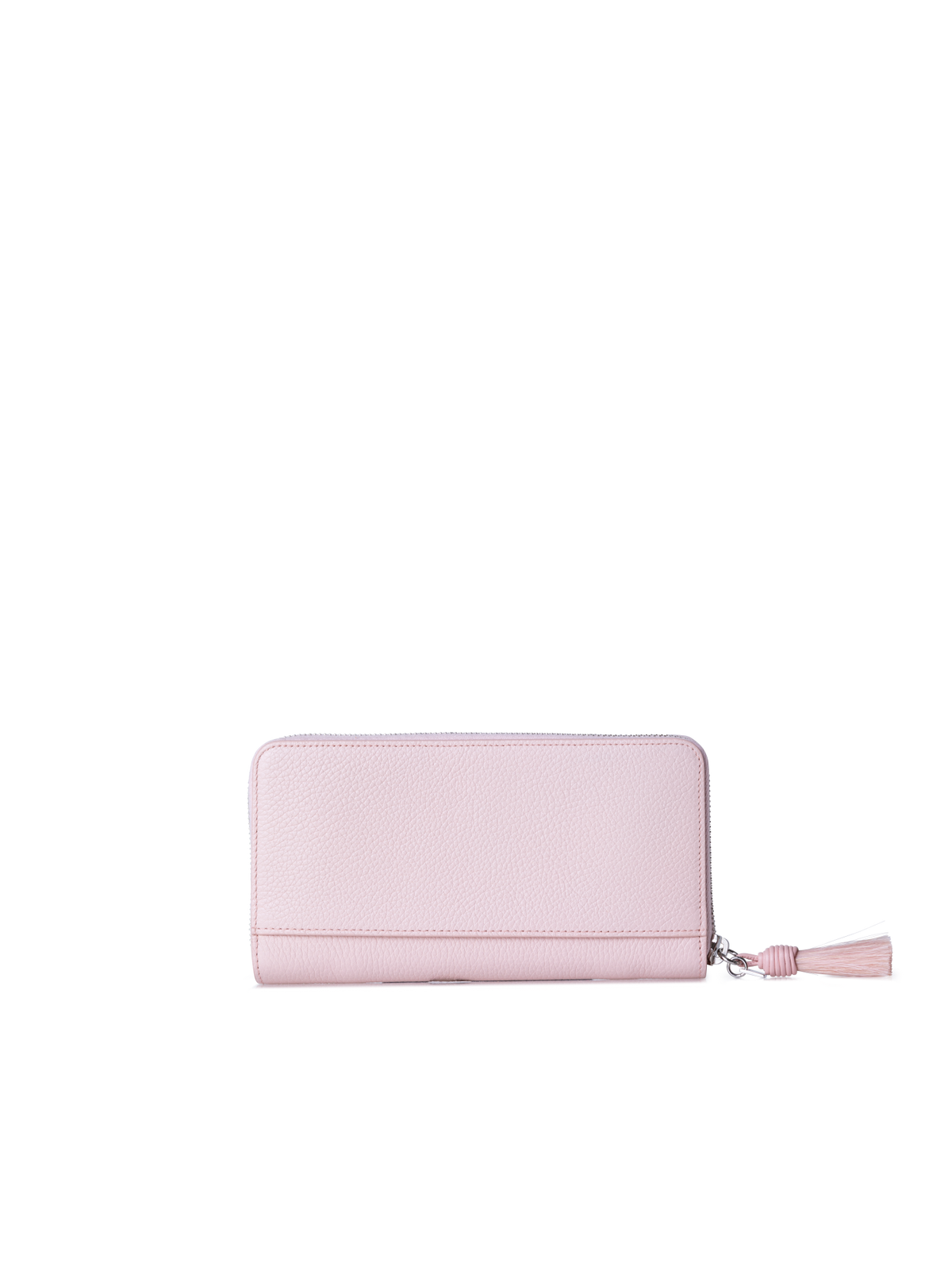 Designer Long Zip Around Wallet in Leather - pink