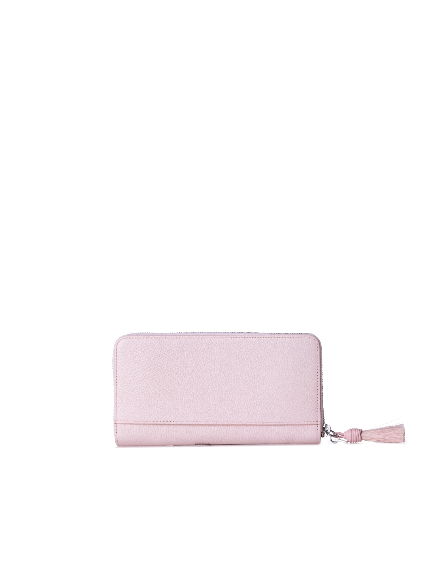 Designer Long Zip Around Wallet in Leather - pink